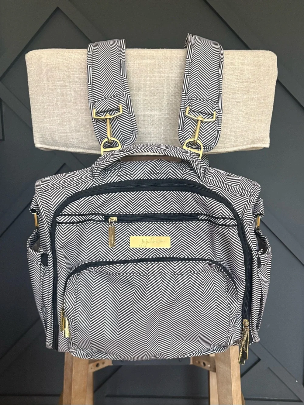 JuJuBe BFF Diaper Bag Backpack Herringbone